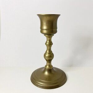 Vintage Solid Brass Candlestick Pillar Candle Holder, Single Piece 4-1/2 in
